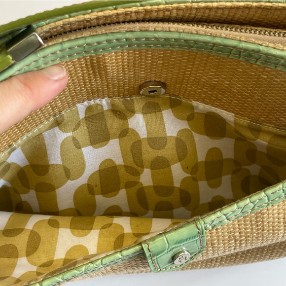 Vtg Y2K Etienne Aigner woven straw handbag with lime green vegan leather straps - Picture 12 of 16